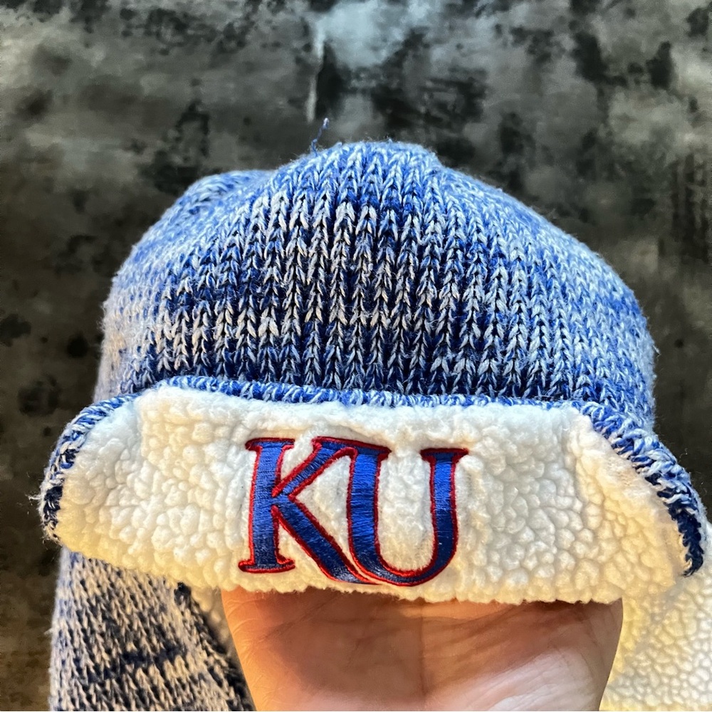 Blue and White Knit Hat